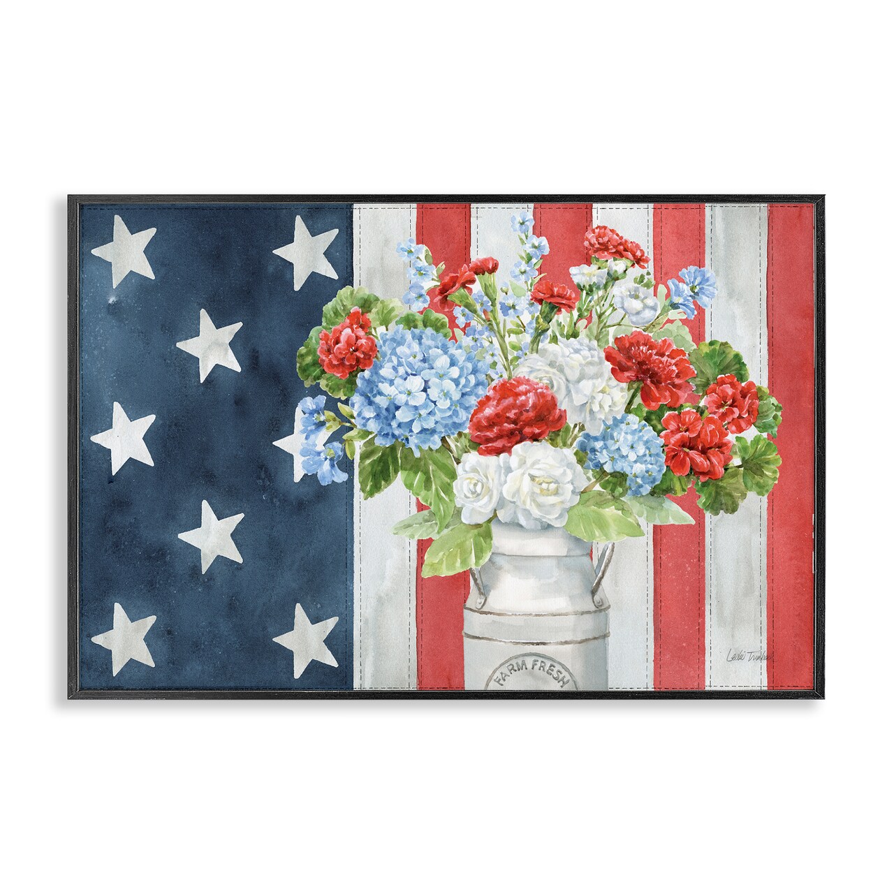 Stupell Industries American Flag Bouquet Framed Giclee Wall Art Design by Leslie Trimbach